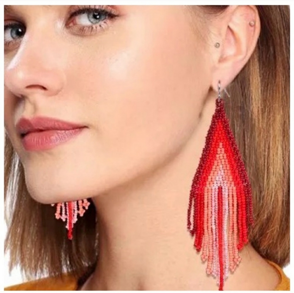 New Free People Beaded Ombré Earrings